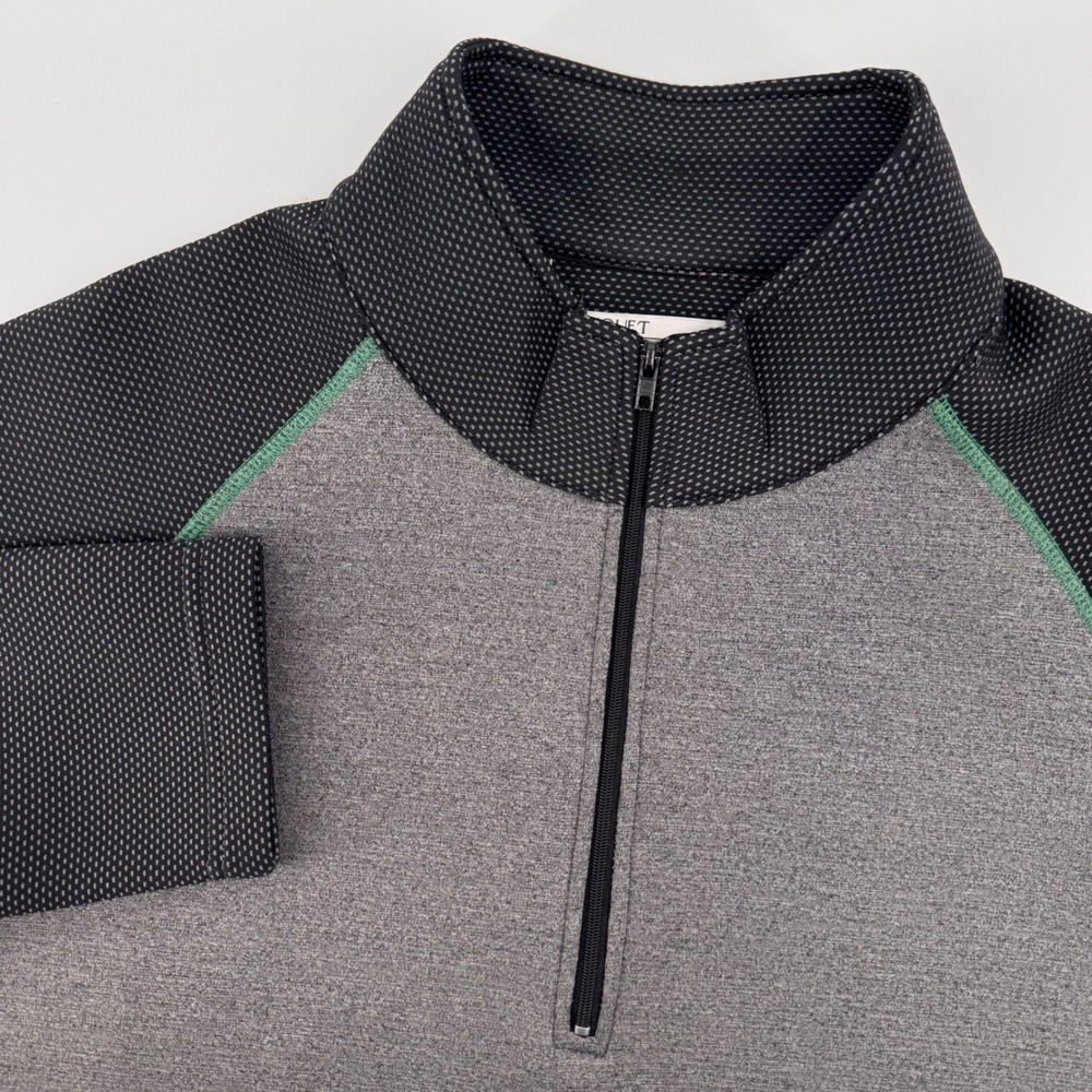 Criquet Quarter Zip Pullover Men Medium Gray Black Contrast Stitch Performance